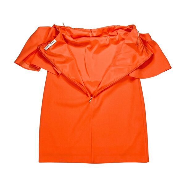 Trina Turk Off-the-Shoulder Dress Womens 8 Orange Mirador Cocktail Eveningwear - Picture 9 of 16